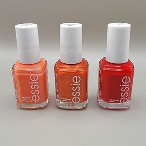 Essie Nail Polish Red Orange Lot of 3 Quick Dry Lacquered Up, Make no Concession